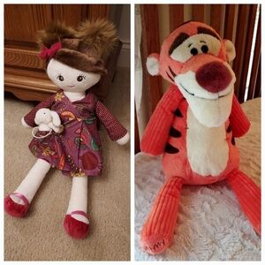 Lot of 2 Scentsy Buddies, Tigger and girl with bunny, no packets included